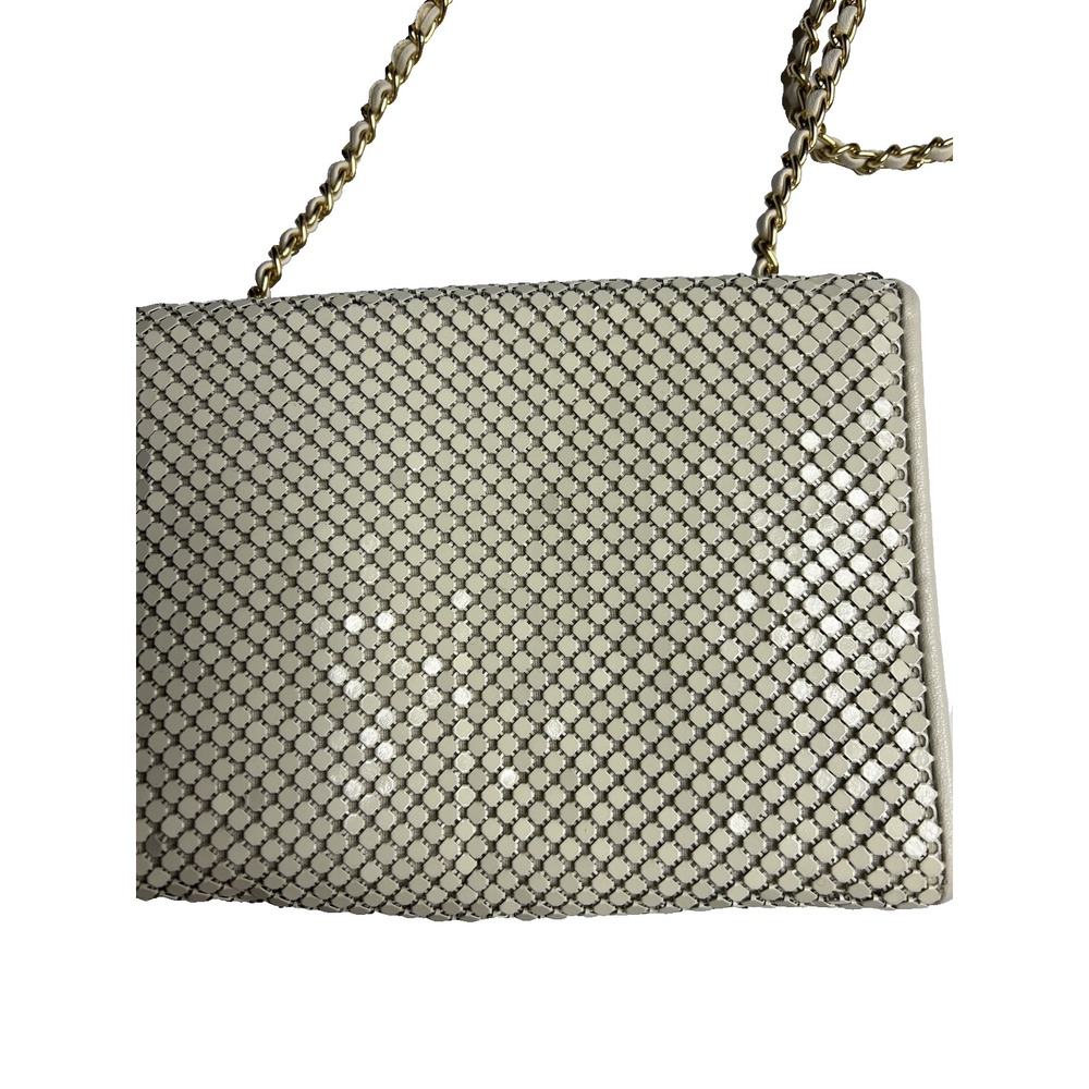 Vintage Whiting & Davis Metal Mesh Ivory Purse‎ Clutch Crossbody Evening Formal - Picture 9 of 13